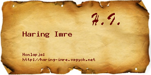 Haring Imre névjegykártya